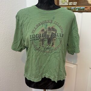 eddie bauer green cropped graphic T